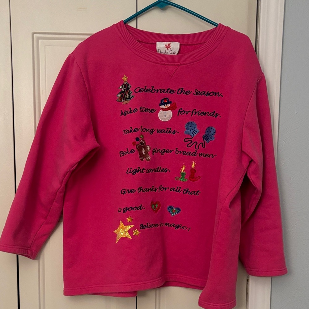 Quacker Factory Ugly Christmas sweatshirt vintage- fun granny pattern